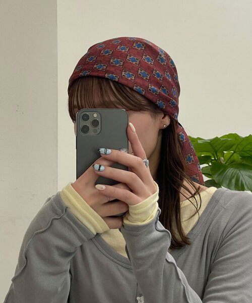 CIAOPANIC（チャオパニック）の「ダブルフェイスリバーシブル大判スカーフ（バンダナ/スカーフ・レディース・グリーン/レッド・ONE SIZE）」の10枚目の写真