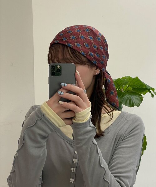 CIAOPANIC（チャオパニック）の「ダブルフェイスリバーシブル大判スカーフ（バンダナ/スカーフ・レディース・グリーン/レッド・ONE SIZE）」の11枚目の写真