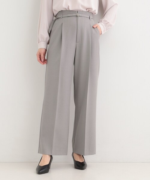 SHOO・LA・RUE（シューラルー）の「【セットアップ可/多機能】センタープレスできちんと見え ベルト付きワイドパンツ（その他パンツ・レディース・ナチュラル/グレー/ネイビー・02/01/10/04/03）」の4枚目の写真