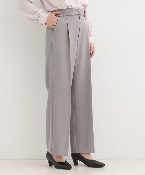 SHOO・LA・RUE（シューラルー）の「【セットアップ可/多機能】センタープレスできちんと見え ベルト付きワイドパンツ（その他パンツ・レディース・ナチュラル/グレー/ネイビー・02/01/10/04/03）」の5枚目の写真