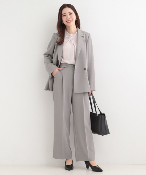 SHOO・LA・RUE（シューラルー）の「【セットアップ可/多機能】センタープレスできちんと見え ベルト付きワイドパンツ（その他パンツ・レディース・ナチュラル/グレー/ネイビー・02/01/10/04/03）」の6枚目の写真