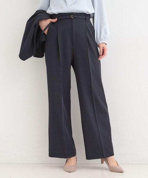 SHOO・LA・RUE（シューラルー）の「【セットアップ可/多機能】センタープレスできちんと見え ベルト付きワイドパンツ（その他パンツ・レディース・ナチュラル/グレー/ネイビー・02/01/10/04/03）」の12枚目の写真