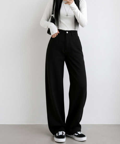 VIVID LADY（ビビッドレディー）の「ワイド ストレート デニムパンツ（デニムパンツ・レディース・ブラック・LARGE/MEDIUM/SMALL）」の2枚目の写真