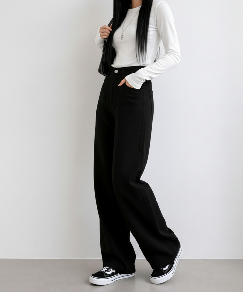 VIVID LADY（ビビッドレディー）の「ワイド ストレート デニムパンツ（デニムパンツ・レディース・ブラック・LARGE/MEDIUM/SMALL）」の3枚目の写真