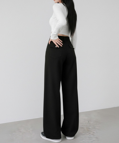 VIVID LADY（ビビッドレディー）の「ワイド ストレート デニムパンツ（デニムパンツ・レディース・ブラック・LARGE/MEDIUM/SMALL）」の6枚目の写真