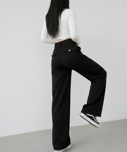VIVID LADY（ビビッドレディー）の「ワイド ストレート デニムパンツ（デニムパンツ・レディース・ブラック・LARGE/MEDIUM/SMALL）」の7枚目の写真