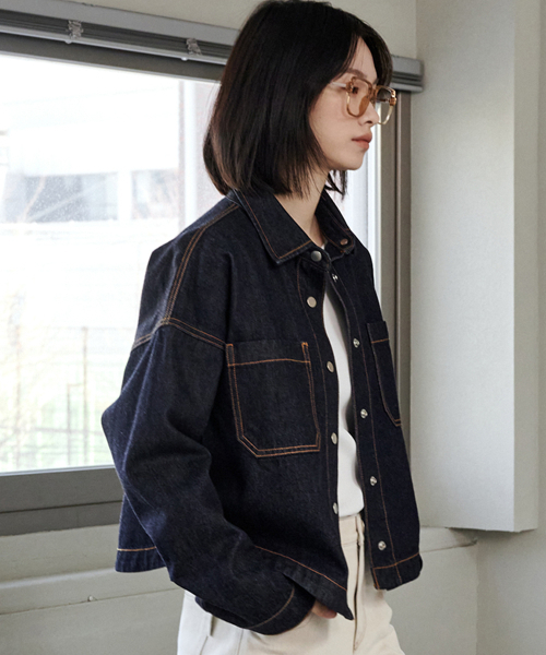 MALOUPE(マロップ)の「9404 ノンフェイドデニムシャケット(ダークインディゴ)(デニムジャケット・レディース・その他・FREE)」の5枚目の写真