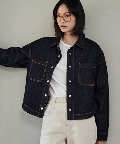 MALOUPE(マロップ)の「9404 ノンフェイドデニムシャケット(ダークインディゴ)(デニムジャケット・レディース・その他・FREE)」の6枚目の写真