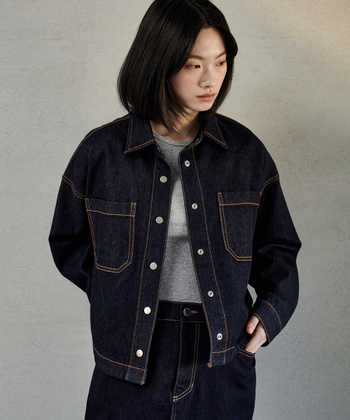 MALOUPE(マロップ)の「9404 ノンフェイドデニムシャケット(ダークインディゴ)(デニムジャケット・レディース・その他・FREE)」の7枚目の写真
