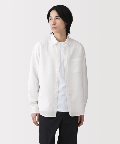 無印良品(ムジルシリョウヒン)の「紳士 ヘンプコットン長袖シャツ(シャツ/ブラウス・メンズ・ホワイト/ネイビー/ブラック系/ブラック/ネイビー系・S/L/XL/M)」の1枚目の写真