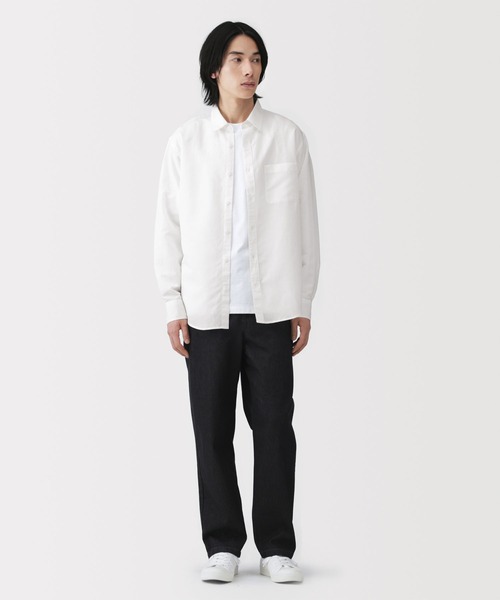 無印良品(ムジルシリョウヒン)の「紳士 ヘンプコットン長袖シャツ(シャツ/ブラウス・メンズ・ホワイト/ネイビー/ブラック系/ブラック/ネイビー系・S/L/XL/M)」の6枚目の写真