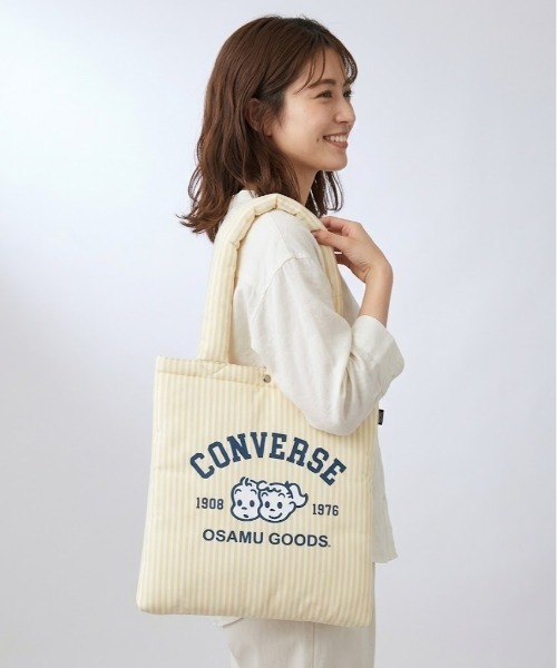 OSAMU GOODS(オサムグッズ)の「CONVERSE/コンバース CV OG STRIPE PUFFING TOTE(トートバッグ・レディース・ピンク/グリーン/サックスブルー/イエロー・ONE SIZE)」の1枚目の写真