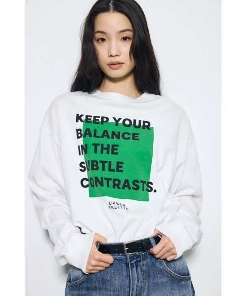 AZUL by moussy（アズールバイマウジー）の「フロントメッセージロゴロンT（Tシャツ/カットソー・レディース・ライトブラック/オフホワイト・SMALL/MEDIUM）」の3枚目の写真