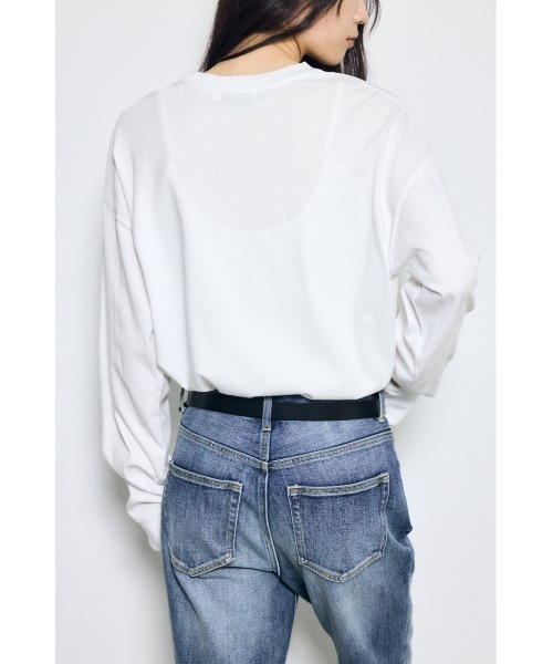 AZUL by moussy（アズールバイマウジー）の「フロントメッセージロゴロンT（Tシャツ/カットソー・レディース・ライトブラック/オフホワイト・SMALL/MEDIUM）」の6枚目の写真