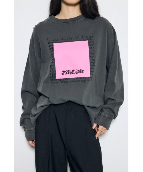 AZUL by moussy（アズールバイマウジー）の「フロントメッセージロゴロンT（Tシャツ/カットソー・レディース・ライトブラック/オフホワイト・SMALL/MEDIUM）」の14枚目の写真