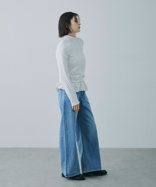 Mirette(ミレット)の「ドットペプラム ハイネックトップス / Polka Dot Peplum High-Neck Top(Tシャツ/カットソー・レディース・ホワイト・LARGE/MEDIUM)」の12枚目の写真