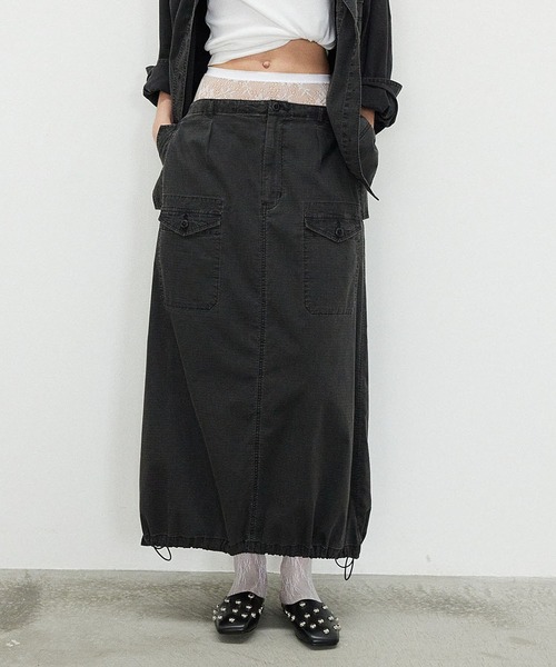 ROSE BUD(ローズバッド)の「(GENE HEAVENS)RIP STOP CARGO POCKET SKIRT(スカート・レディース・チャコールグレー/ブルー・ONE SIZE)」の3枚目の写真