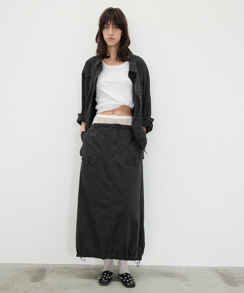 ROSE BUD(ローズバッド)の「(GENE HEAVENS)RIP STOP CARGO POCKET SKIRT(スカート・レディース・チャコールグレー/ブルー・ONE SIZE)」の4枚目の写真