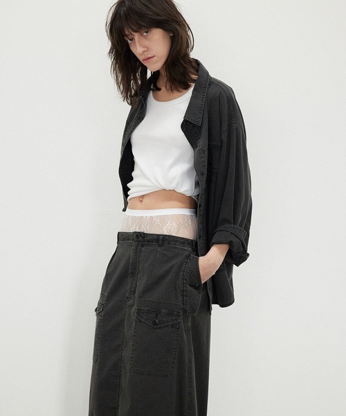 ROSE BUD(ローズバッド)の「(GENE HEAVENS)RIP STOP CARGO POCKET SKIRT(スカート・レディース・チャコールグレー/ブルー・ONE SIZE)」の5枚目の写真