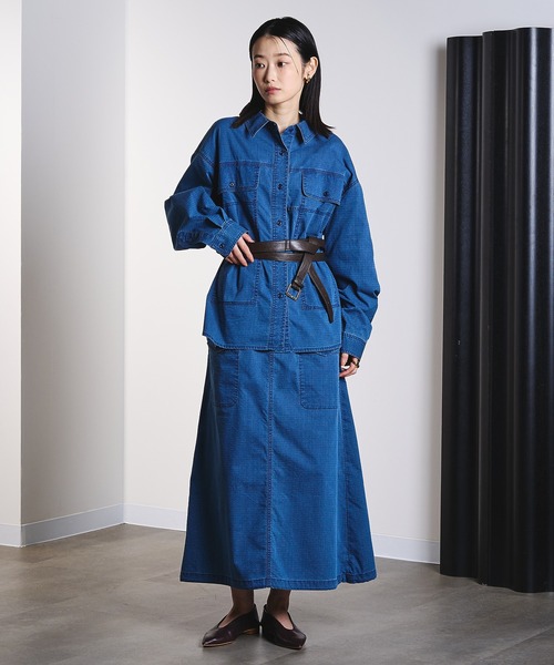 ROSE BUD(ローズバッド)の「(GENE HEAVENS)RIP STOP CARGO POCKET SKIRT(スカート・レディース・チャコールグレー/ブルー・ONE SIZE)」の13枚目の写真