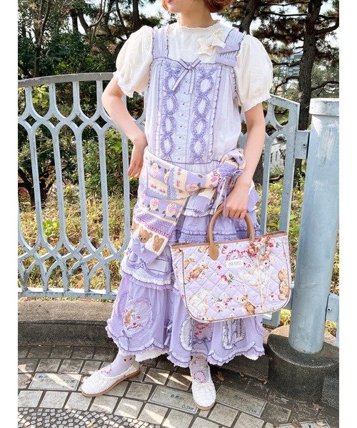 PINK HOUSE(ピンクハウス)の「テディローズプリントキルティングバッグ(トートバッグ・レディース・キナリ/ブラック/ラベンダー/ピンク/スカイブルー・フリー)」の7枚目の写真