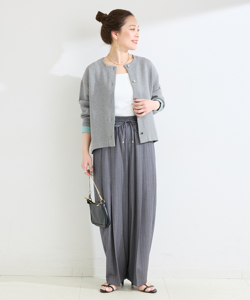 B.C STOCK(ベーセーストック)の「手洗い可 / 配色ニットカーディガン(カーディガン/ボレロ・レディース・ネイビー/ホワイト/ライトグレー・FREE)」の4枚目の写真