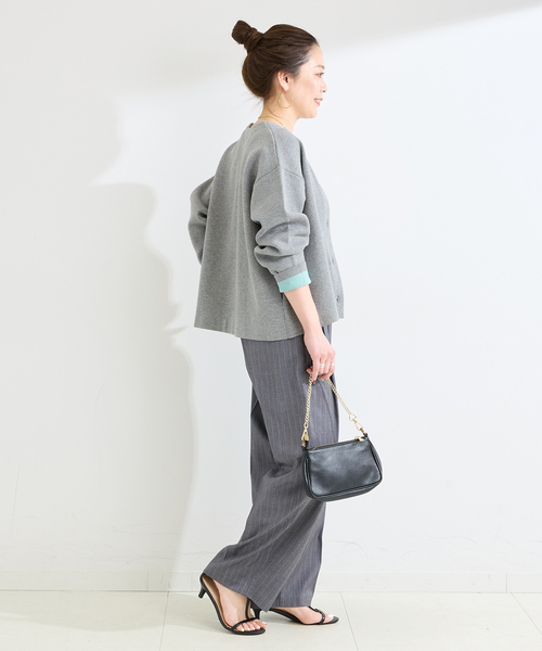 B.C STOCK(ベーセーストック)の「手洗い可 / 配色ニットカーディガン(カーディガン/ボレロ・レディース・ネイビー/ホワイト/ライトグレー・FREE)」の5枚目の写真