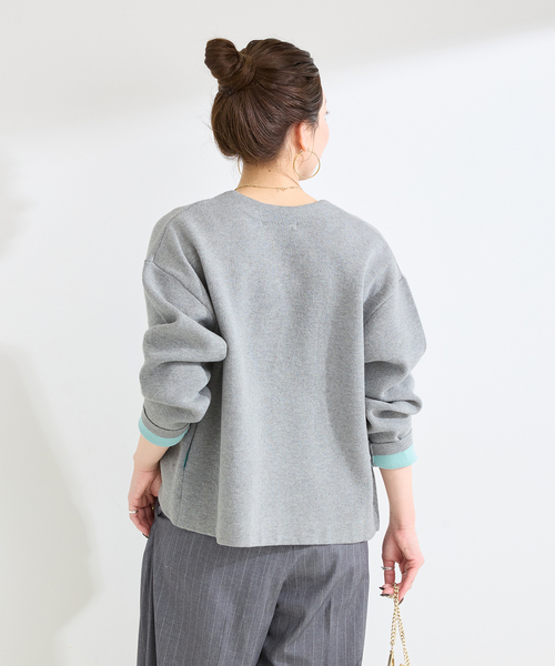 B.C STOCK(ベーセーストック)の「手洗い可 / 配色ニットカーディガン(カーディガン/ボレロ・レディース・ネイビー/ホワイト/ライトグレー・FREE)」の9枚目の写真