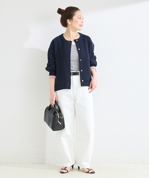 B.C STOCK(ベーセーストック)の「手洗い可 / 配色ニットカーディガン(カーディガン/ボレロ・レディース・ネイビー/ホワイト/ライトグレー・FREE)」の17枚目の写真