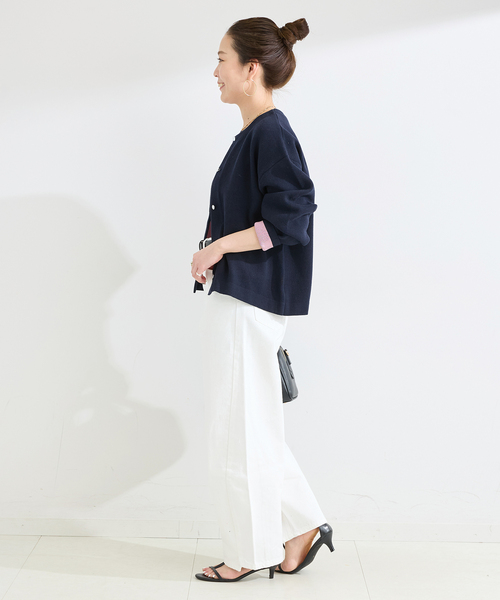 B.C STOCK(ベーセーストック)の「手洗い可 / 配色ニットカーディガン(カーディガン/ボレロ・レディース・ネイビー/ホワイト/ライトグレー・FREE)」の18枚目の写真