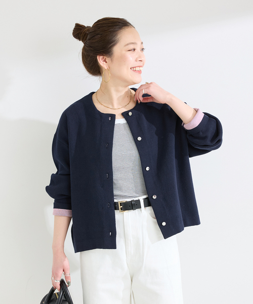 B.C STOCK(ベーセーストック)の「手洗い可 / 配色ニットカーディガン(カーディガン/ボレロ・レディース・ネイビー/ホワイト/ライトグレー・FREE)」の20枚目の写真