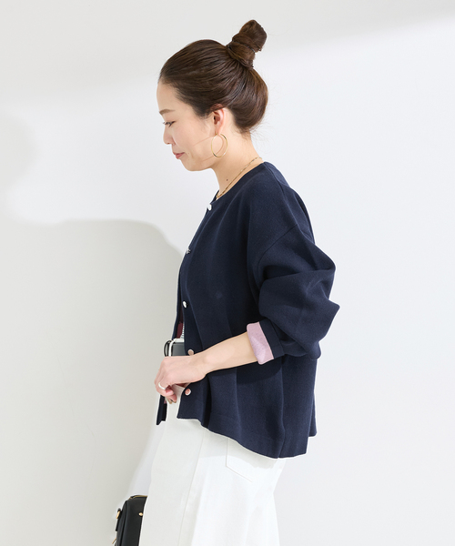 B.C STOCK(ベーセーストック)の「手洗い可 / 配色ニットカーディガン(カーディガン/ボレロ・レディース・ネイビー/ホワイト/ライトグレー・FREE)」の21枚目の写真