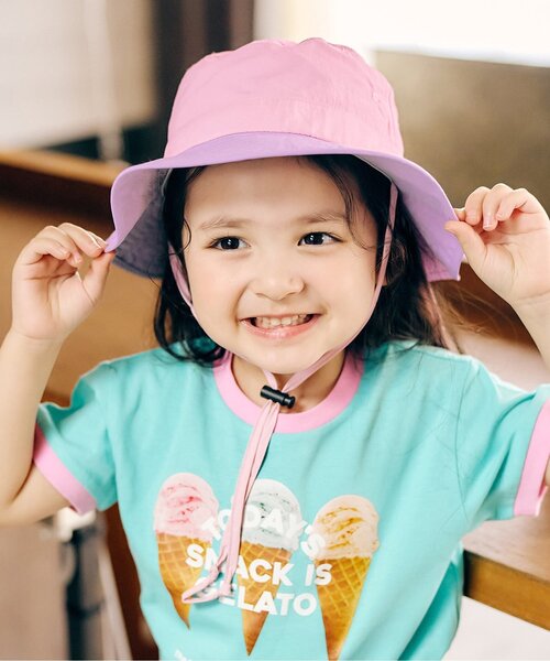 apres les cours（アプレレクール）の「【UVカット/接触冷感】バラエティアウトドアハット（ハット・キッズ・アイボリー/ピンク/ネイビー/ラベンダー/その他3/カーキ・56/54/52/50/48）」の5枚目の写真