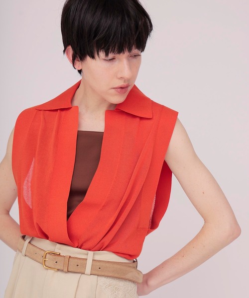 DRESSLAVE（ドレスレイブ）の「sheer skipper knit(シアースキッパーニット)（ニット/セーター・レディース・オレンジ/ホワイト・38）」の2枚目の写真