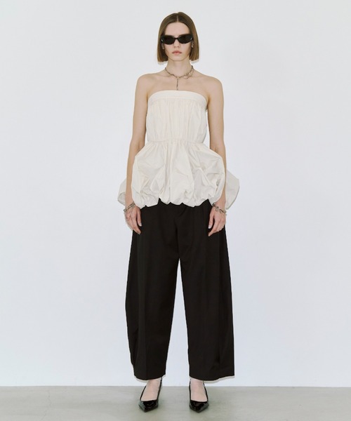 JOSE MOON（ジョゼムーン）の「FOLD TAFFETA BLOUSE/フォールドタフタブラウス（シャツ/ブラウス・レディース・ブラック/ホワイト・FREE）」の7枚目の写真