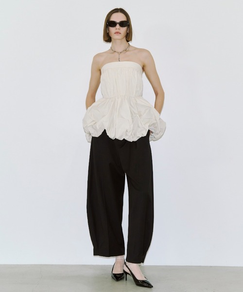 JOSE MOON（ジョゼムーン）の「FOLD TAFFETA BLOUSE/フォールドタフタブラウス（シャツ/ブラウス・レディース・ブラック/ホワイト・FREE）」の8枚目の写真