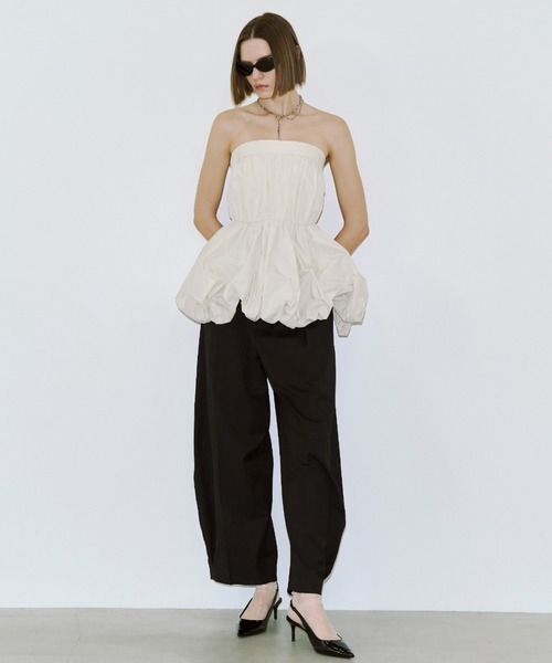 JOSE MOON（ジョゼムーン）の「FOLD TAFFETA BLOUSE/フォールドタフタブラウス（シャツ/ブラウス・レディース・ブラック/ホワイト・FREE）」の9枚目の写真