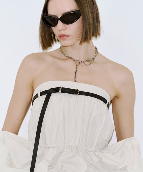 JOSE MOON（ジョゼムーン）の「FOLD TAFFETA BLOUSE/フォールドタフタブラウス（シャツ/ブラウス・レディース・ブラック/ホワイト・FREE）」の13枚目の写真