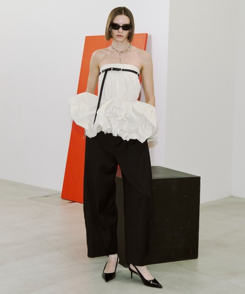 JOSE MOON（ジョゼムーン）の「FOLD TAFFETA BLOUSE/フォールドタフタブラウス（シャツ/ブラウス・レディース・ブラック/ホワイト・FREE）」の15枚目の写真