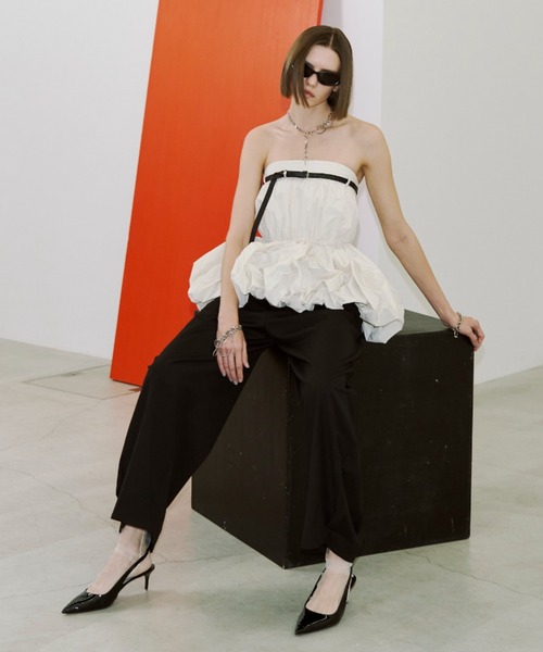JOSE MOON（ジョゼムーン）の「FOLD TAFFETA BLOUSE/フォールドタフタブラウス（シャツ/ブラウス・レディース・ブラック/ホワイト・FREE）」の17枚目の写真
