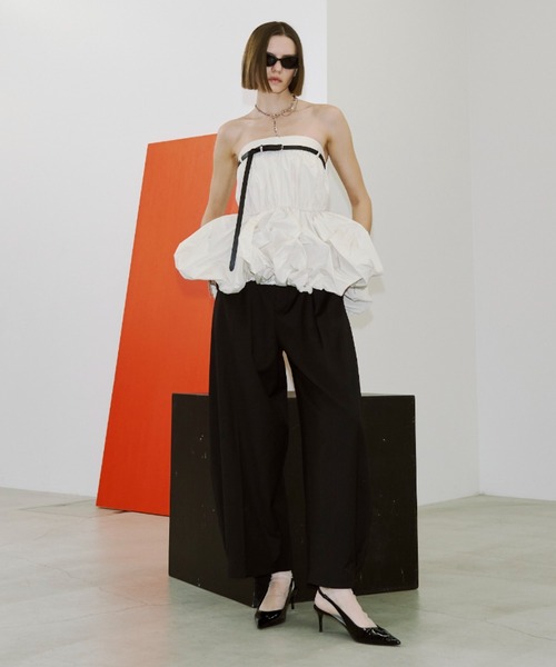 JOSE MOON（ジョゼムーン）の「FOLD TAFFETA BLOUSE/フォールドタフタブラウス（シャツ/ブラウス・レディース・ブラック/ホワイト・FREE）」の16枚目の写真