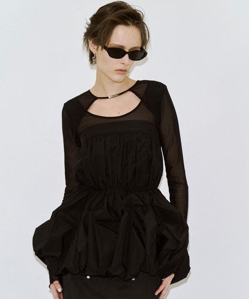 JOSE MOON（ジョゼムーン）の「FOLD TAFFETA BLOUSE/フォールドタフタブラウス（シャツ/ブラウス・レディース・ブラック/ホワイト・FREE）」の19枚目の写真