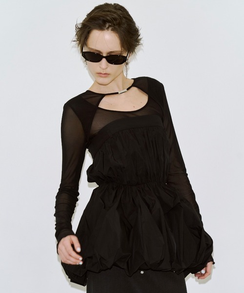 JOSE MOON（ジョゼムーン）の「FOLD TAFFETA BLOUSE/フォールドタフタブラウス（シャツ/ブラウス・レディース・ブラック/ホワイト・FREE）」の20枚目の写真