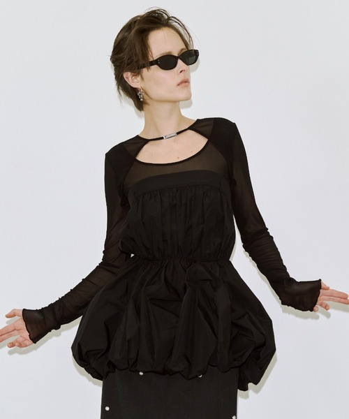 JOSE MOON（ジョゼムーン）の「FOLD TAFFETA BLOUSE/フォールドタフタブラウス（シャツ/ブラウス・レディース・ブラック/ホワイト・FREE）」の21枚目の写真