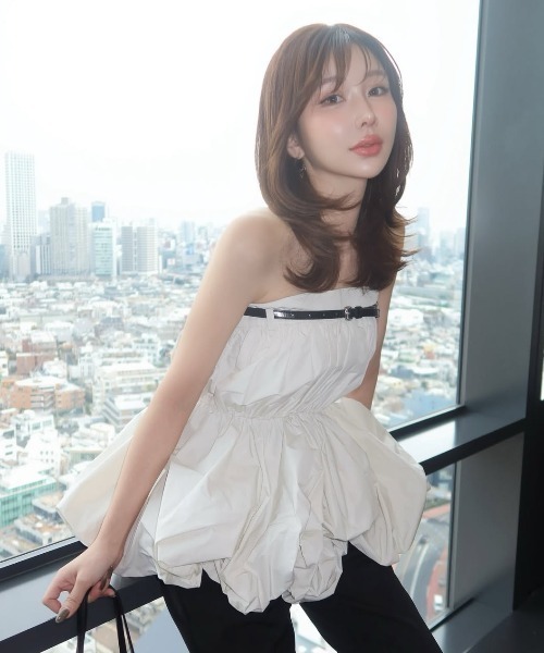 JOSE MOON FOLD TAFFETA BLOUSE ホワイト セール】FOLD TAFFETA BLOUSE/フォールドタフタブラウス（シャツ