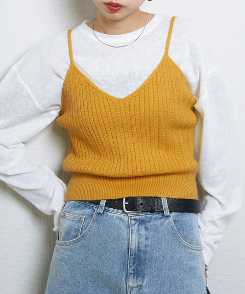 Chillfar（チルファー）の「ニットキャミソール ビスチェ（キャミソール・レディース・ブラック/イエロー/ベージュ/ブラウン/グレー/ブルー・FREE）」の6枚目の写真