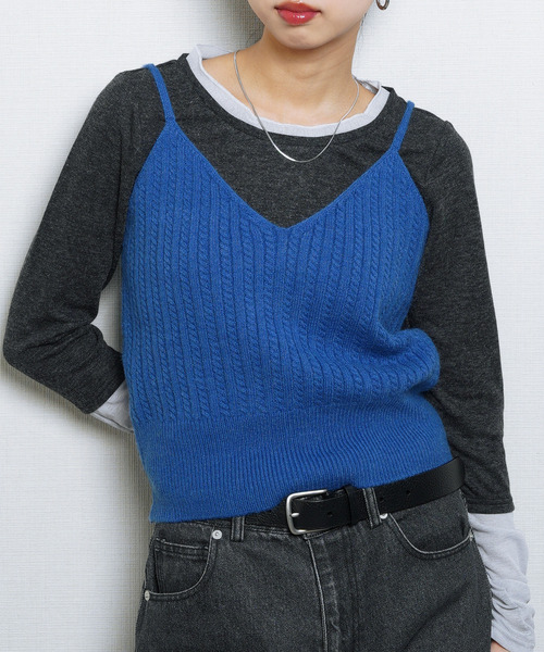 Chillfar（チルファー）の「ニットキャミソール ビスチェ（キャミソール・レディース・ブラック/イエロー/ベージュ/ブラウン/グレー/ブルー・FREE）」の5枚目の写真