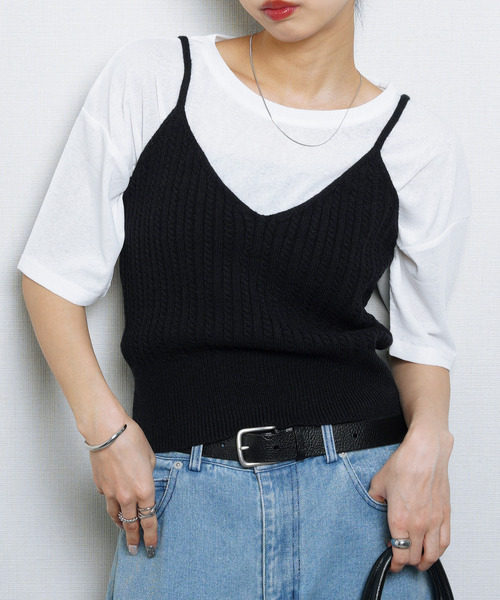 Chillfar（チルファー）の「ニットキャミソール ビスチェ（キャミソール・レディース・ブラック/イエロー/ベージュ/ブラウン/グレー/ブルー・FREE）」の2枚目の写真