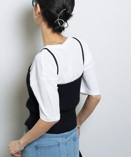 Chillfar（チルファー）の「ニットキャミソール ビスチェ（キャミソール・レディース・ブラック/イエロー/ベージュ/ブラウン/グレー/ブルー・FREE）」の7枚目の写真