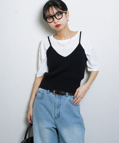 Chillfar（チルファー）の「ニットキャミソール ビスチェ（キャミソール・レディース・ブラック/イエロー/ベージュ/ブラウン/グレー/ブルー・FREE）」の8枚目の写真